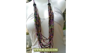 Beads Glass Necklace Multi Strand